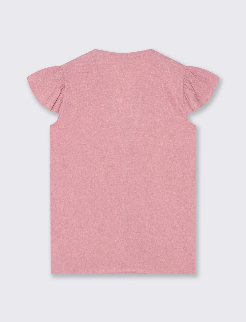 Blusa con scollo a V e rouches maniche - Rosa polvere