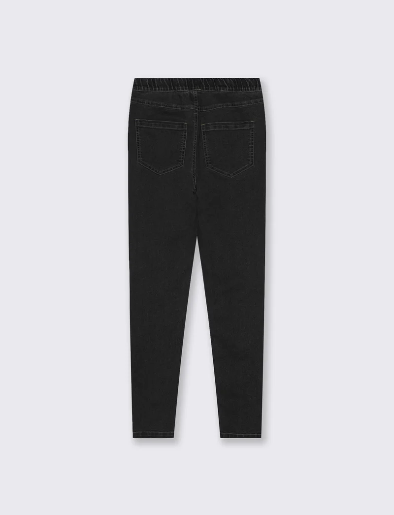 Skinny Jeans Vita Alta con Elastico - Nero