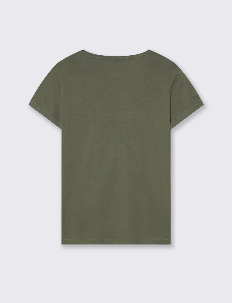 T-Shirt Basica Mezza Manica Girocollo - Verde salvia