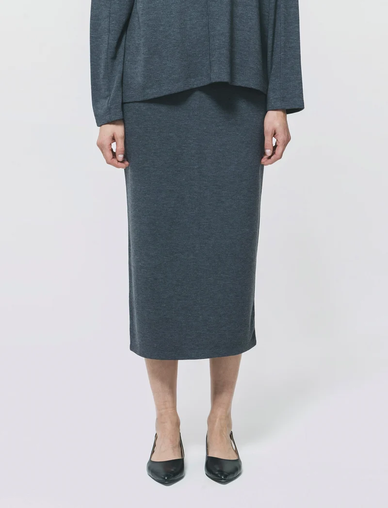 Gonna a tubino con elastico e spacco - Grigio scuro