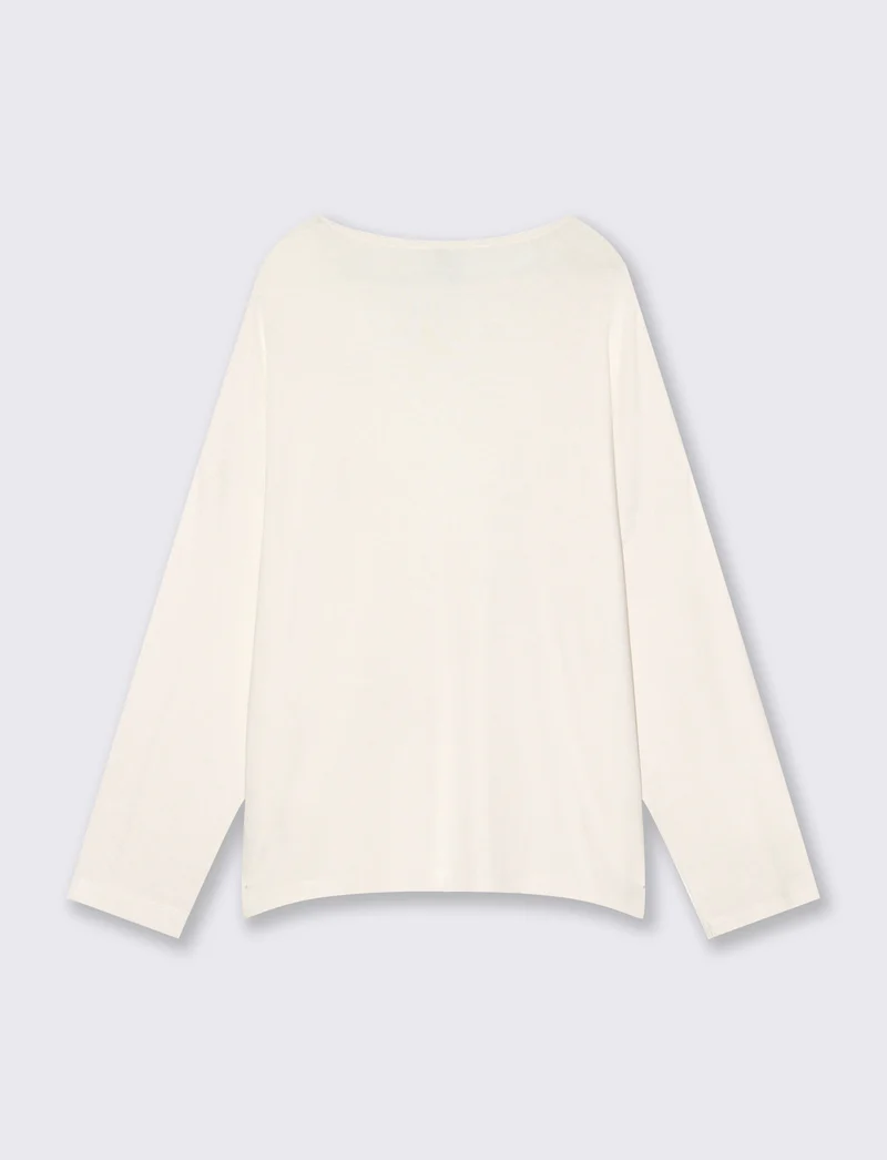 T-Shirt Manica Lunga con Spalla Scesa - Avorio