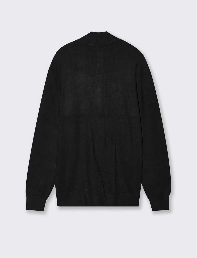 MAGLIA CARDIGAN CON BOTTONI E CERNIERA - Nero