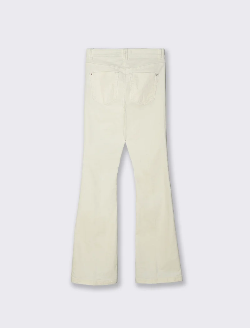PANTALONE VELLUTO A ZAMPA - Avorio