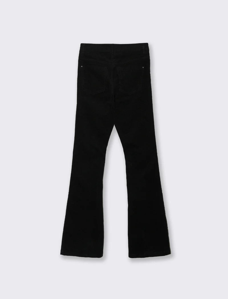 PANTALONE VELLUTO A ZAMPA - Nero