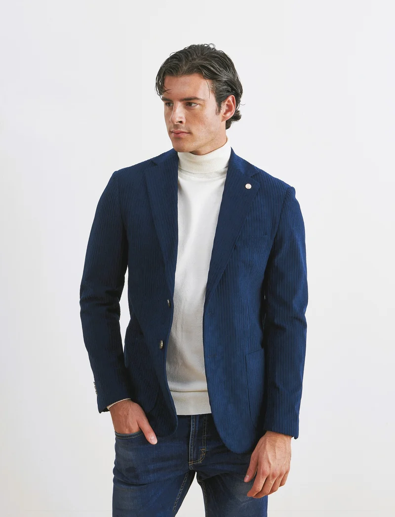 BLAZER IN VELLUTO DA COMPLETO FORMAL FIT - Blu