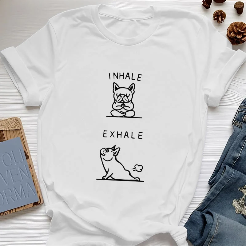 Olivenorma Bulldog "INHALE & EXHALE" Lustiges spirituelles T-Shirt