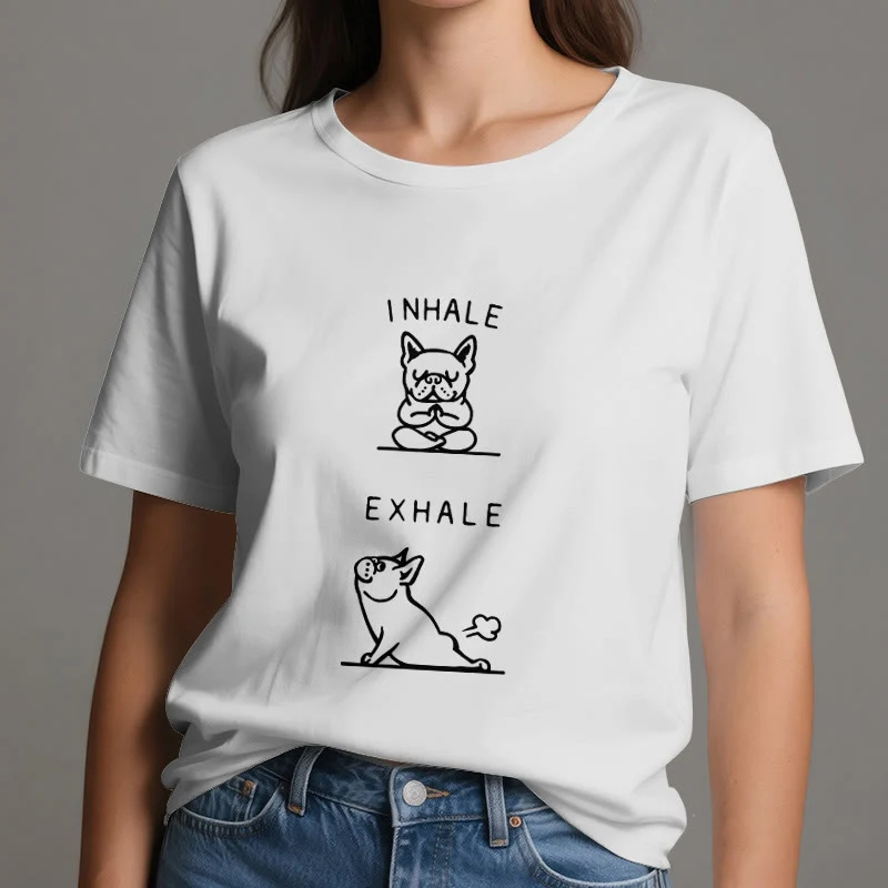 Olivenorma Bulldog "INHALE & EXHALE" Lustiges spirituelles T-Shirt
