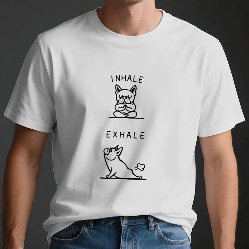 Olivenorma Bulldog "INHALE & EXHALE" Lustiges spirituelles T-Shirt