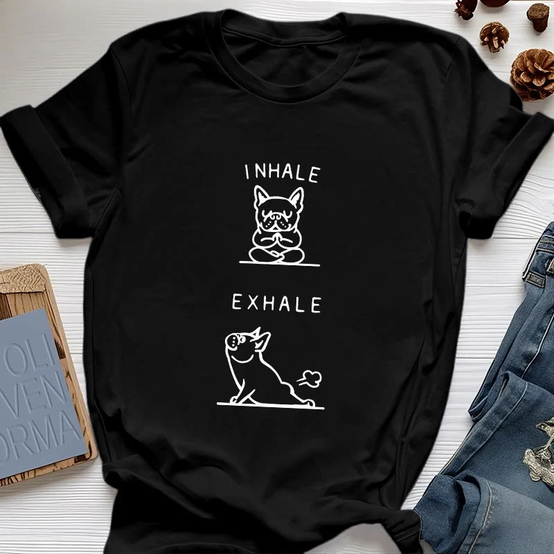 Olivenorma Bulldog "INHALE & EXHALE" Lustiges spirituelles T-Shirt