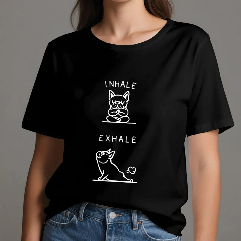 Olivenorma Bulldog "INHALE & EXHALE" Lustiges spirituelles T-Shirt