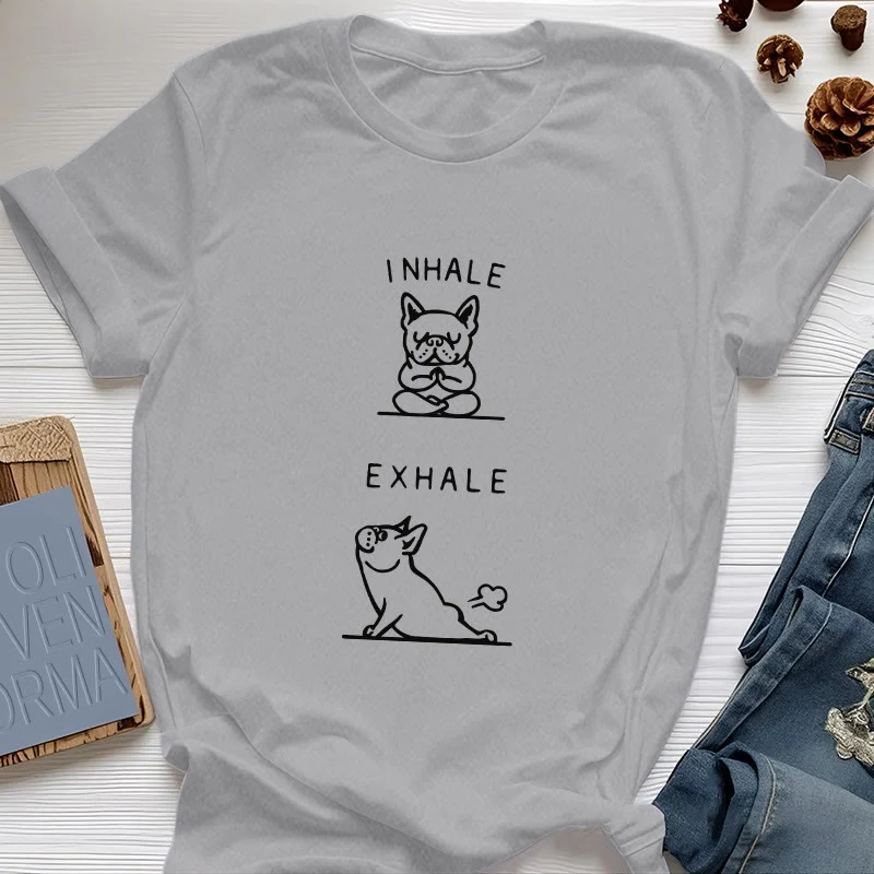 Olivenorma Bulldog "INHALE & EXHALE" Lustiges spirituelles T-Shirt