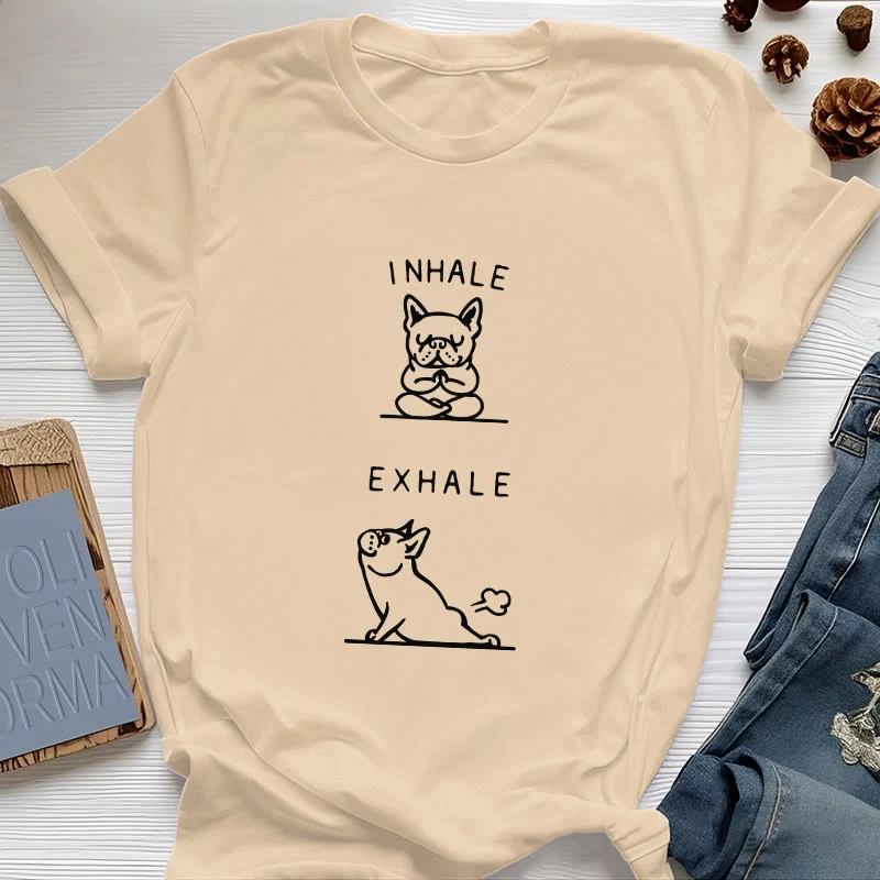 Olivenorma Bulldog "INHALE & EXHALE" Lustiges spirituelles T-Shirt