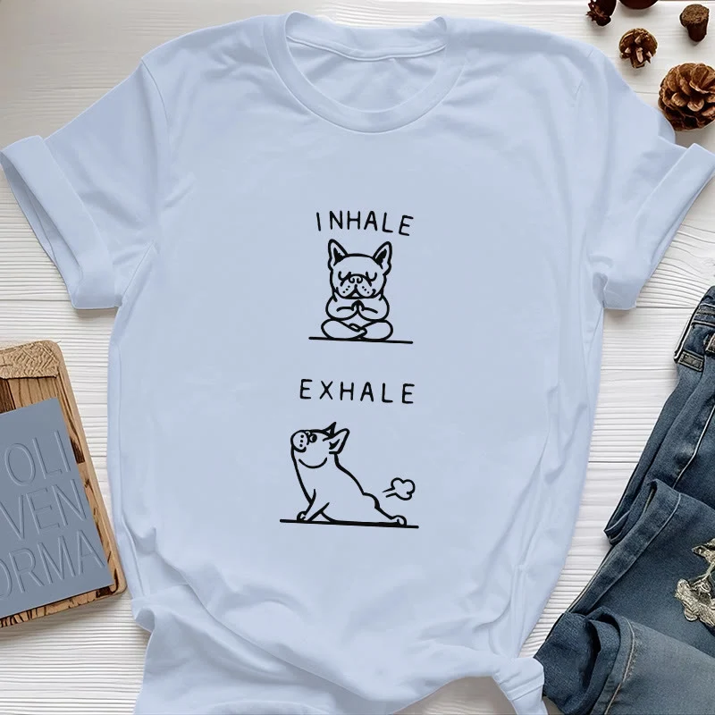 Olivenorma Bulldog "INHALE & EXHALE" Lustiges spirituelles T-Shirt