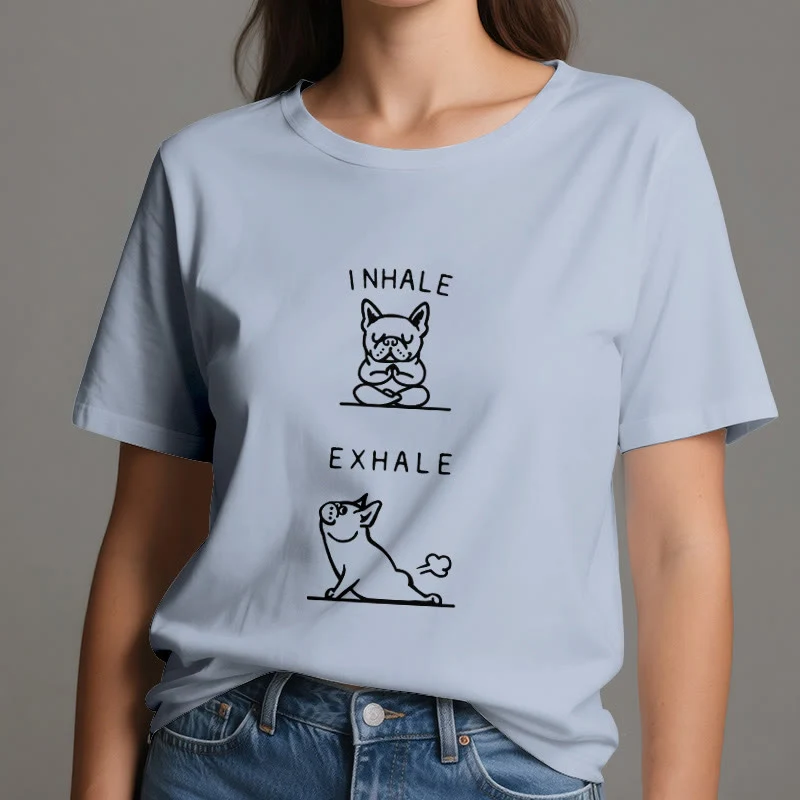 Olivenorma Bulldog "INHALE & EXHALE" Lustiges spirituelles T-Shirt
