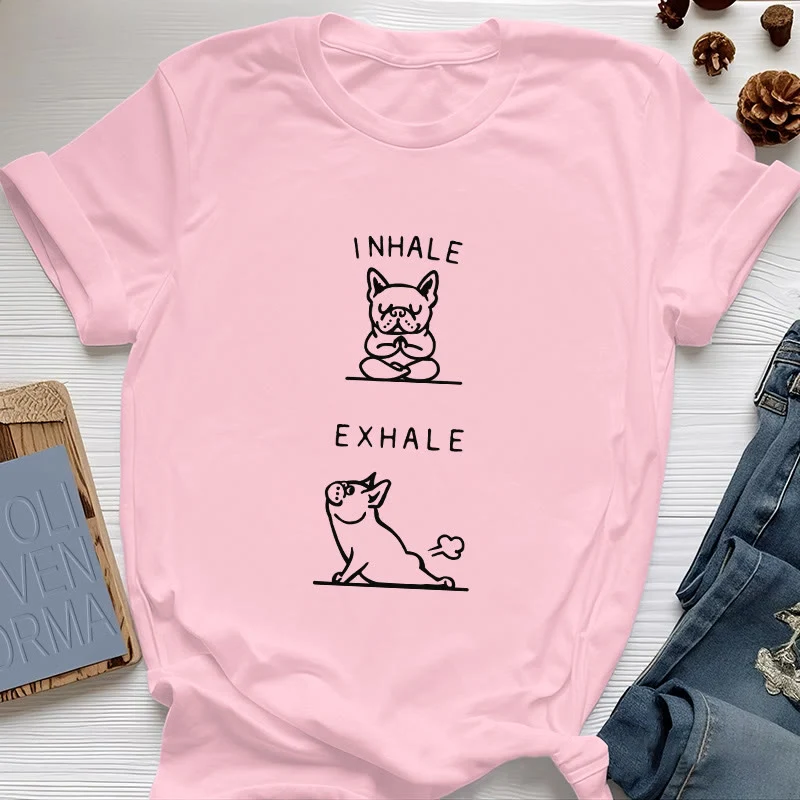 Olivenorma Bulldog "INHALE & EXHALE" Lustiges spirituelles T-Shirt
