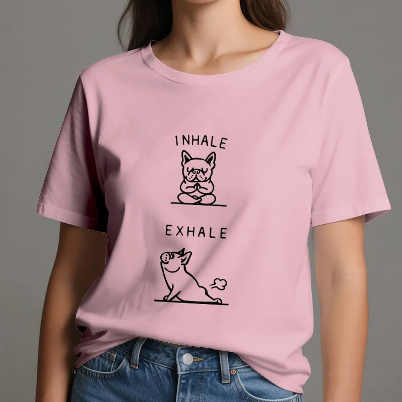 Olivenorma Bulldog "INHALE & EXHALE" Lustiges spirituelles T-Shirt