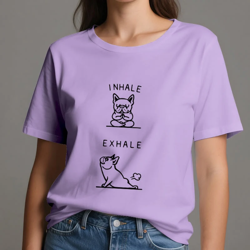 Olivenorma Bulldog "INHALE & EXHALE" Lustiges spirituelles T-Shirt
