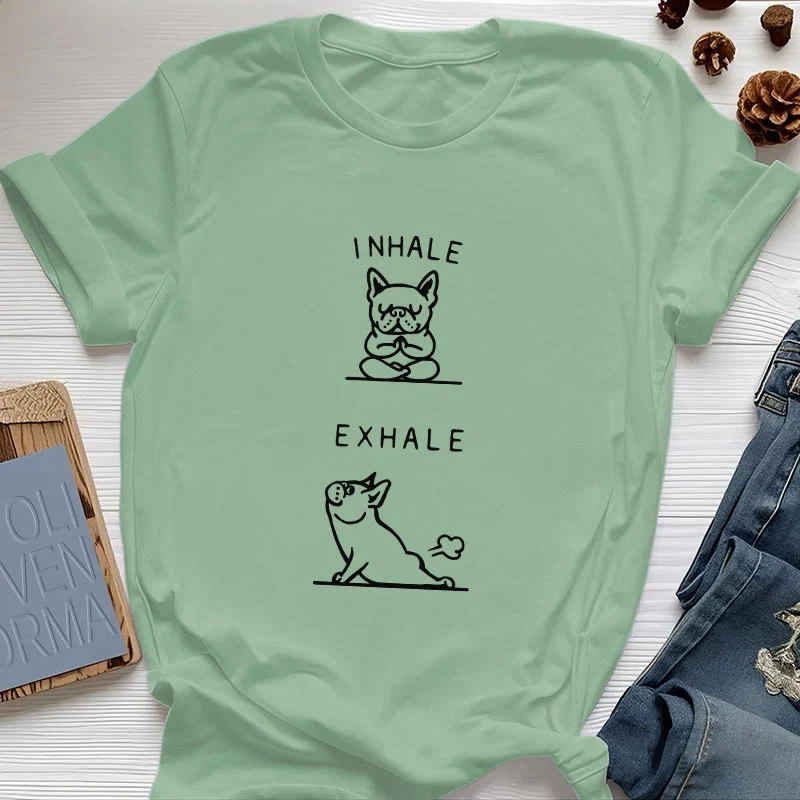 Olivenorma Bulldog "INHALE & EXHALE" Lustiges spirituelles T-Shirt