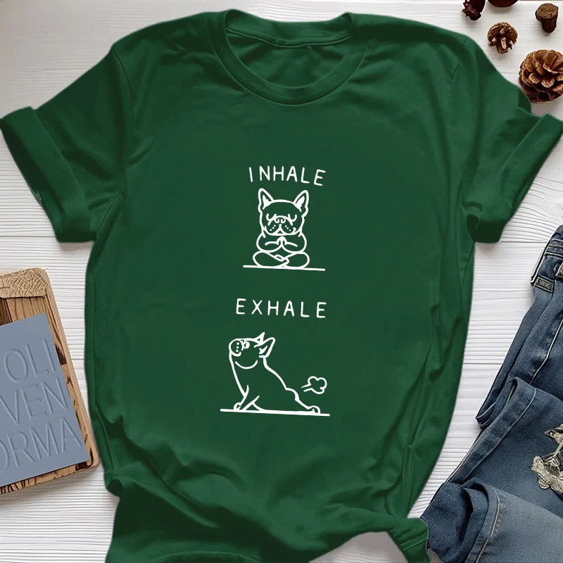 Olivenorma Bulldog "INHALE & EXHALE" Lustiges spirituelles T-Shirt