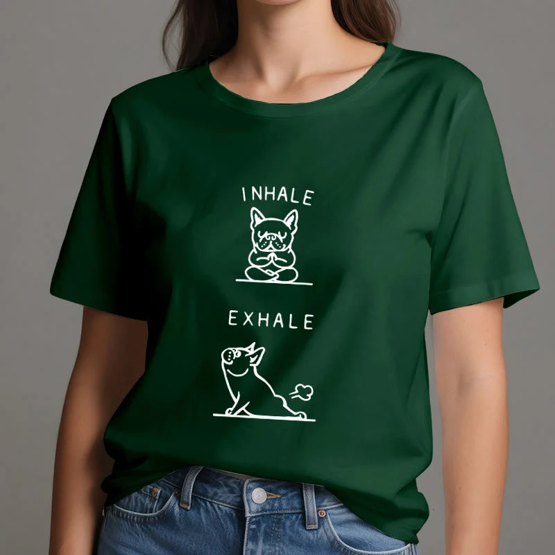 Olivenorma Bulldog "INHALE & EXHALE" Lustiges spirituelles T-Shirt