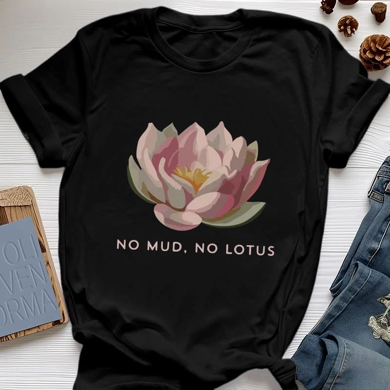 Olivenorma "KEIN SCHLAMM, KEIN LOTUS" Yoga-T-Shirt aus Baumwolle