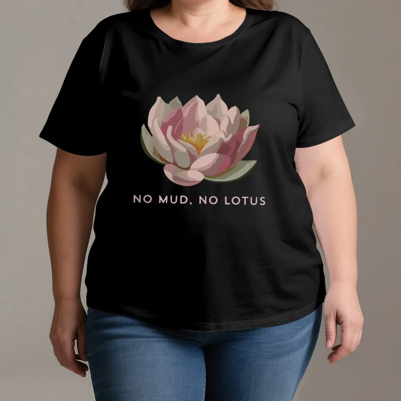 Olivenorma "KEIN SCHLAMM, KEIN LOTUS" Yoga-T-Shirt aus Baumwolle