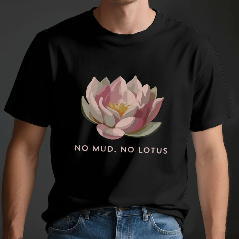 Olivenorma "KEIN SCHLAMM, KEIN LOTUS" Yoga-T-Shirt aus Baumwolle