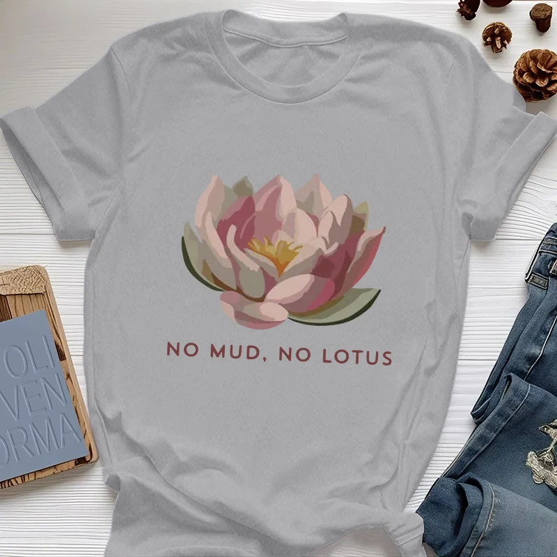 Olivenorma "KEIN SCHLAMM, KEIN LOTUS" Yoga-T-Shirt aus Baumwolle
