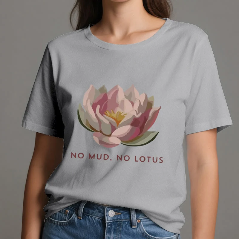 Olivenorma "KEIN SCHLAMM, KEIN LOTUS" Yoga-T-Shirt aus Baumwolle