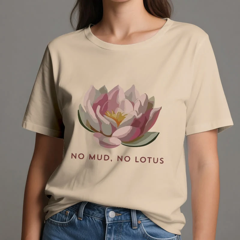 Olivenorma "KEIN SCHLAMM, KEIN LOTUS" Yoga-T-Shirt aus Baumwolle