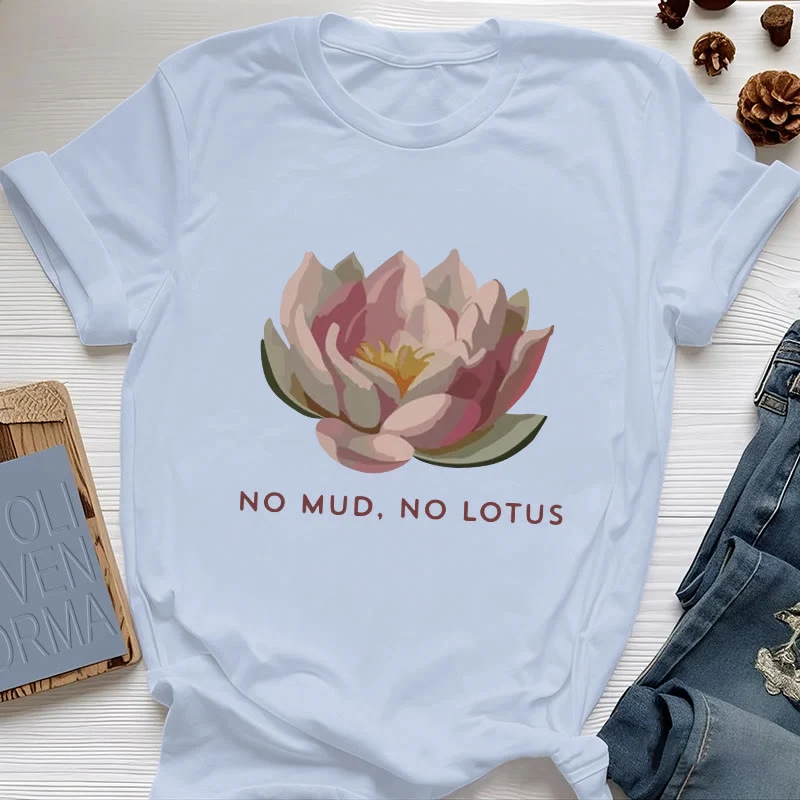 Olivenorma "KEIN SCHLAMM, KEIN LOTUS" Yoga-T-Shirt aus Baumwolle