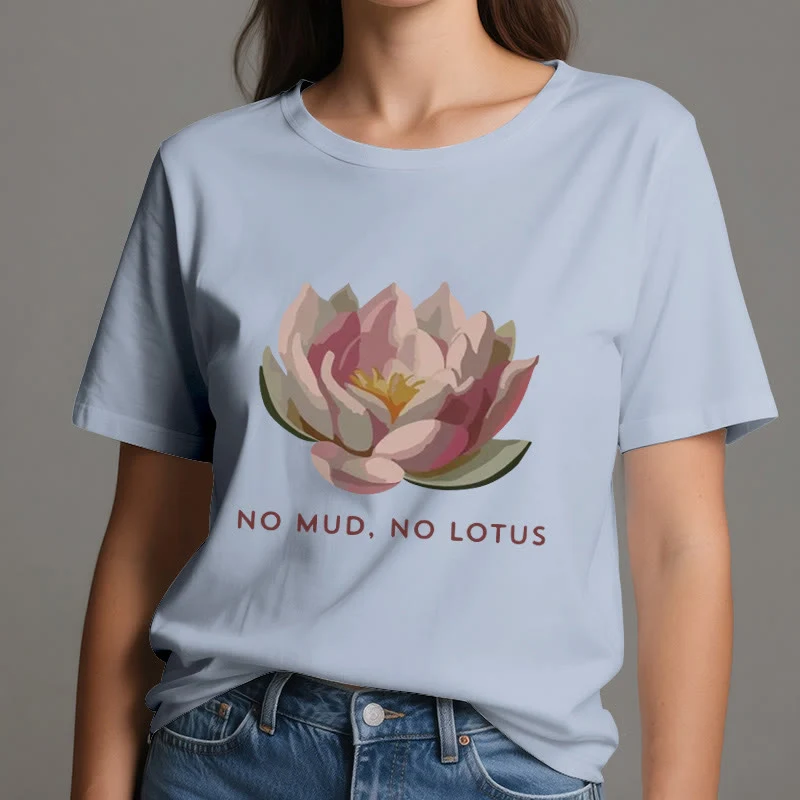 Olivenorma "KEIN SCHLAMM, KEIN LOTUS" Yoga-T-Shirt aus Baumwolle