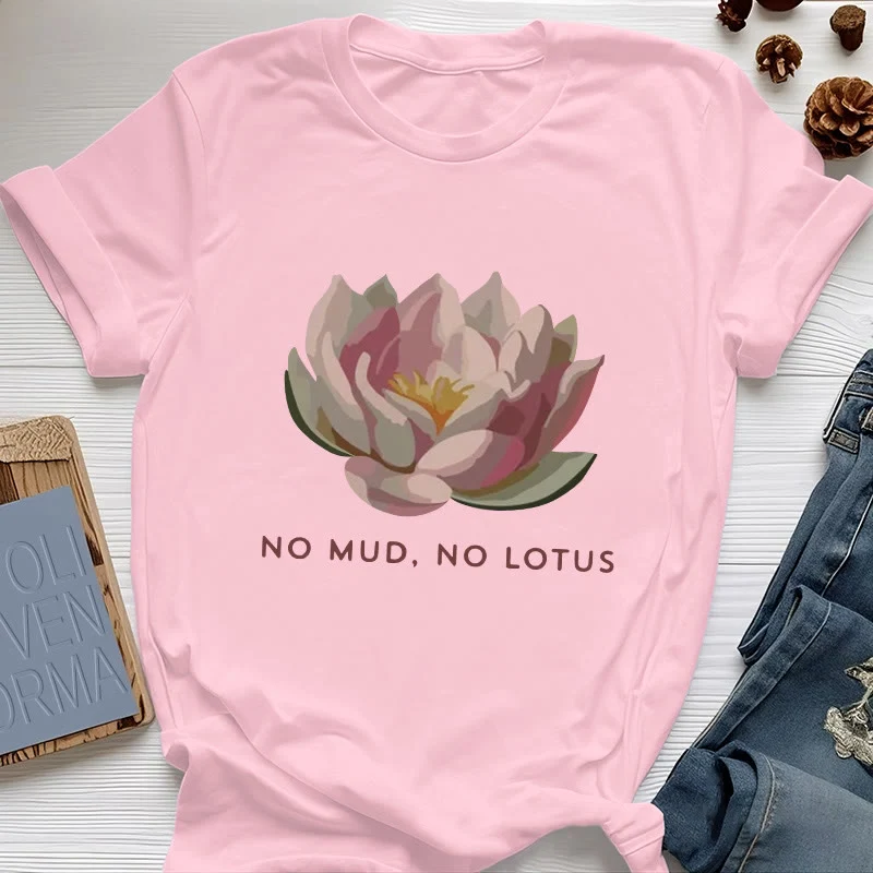 Olivenorma "KEIN SCHLAMM, KEIN LOTUS" Yoga-T-Shirt aus Baumwolle
