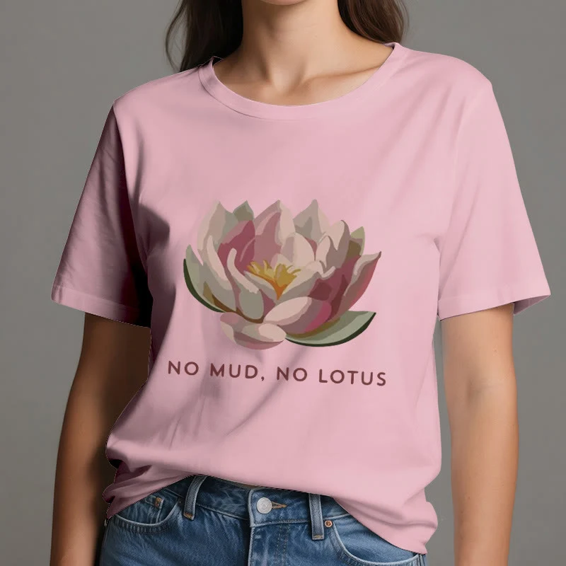 Olivenorma "KEIN SCHLAMM, KEIN LOTUS" Yoga-T-Shirt aus Baumwolle
