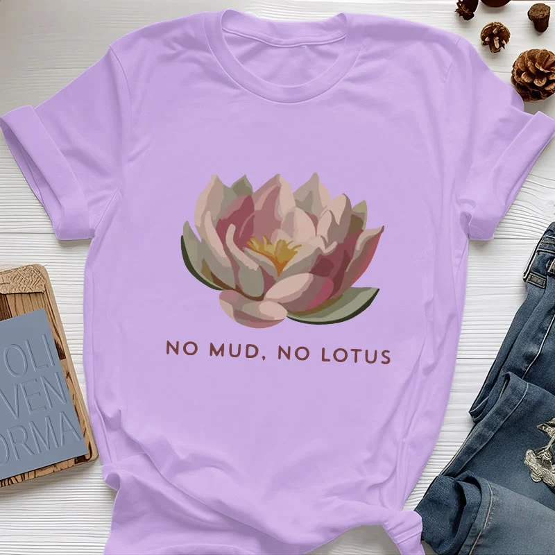 Olivenorma "KEIN SCHLAMM, KEIN LOTUS" Yoga-T-Shirt aus Baumwolle
