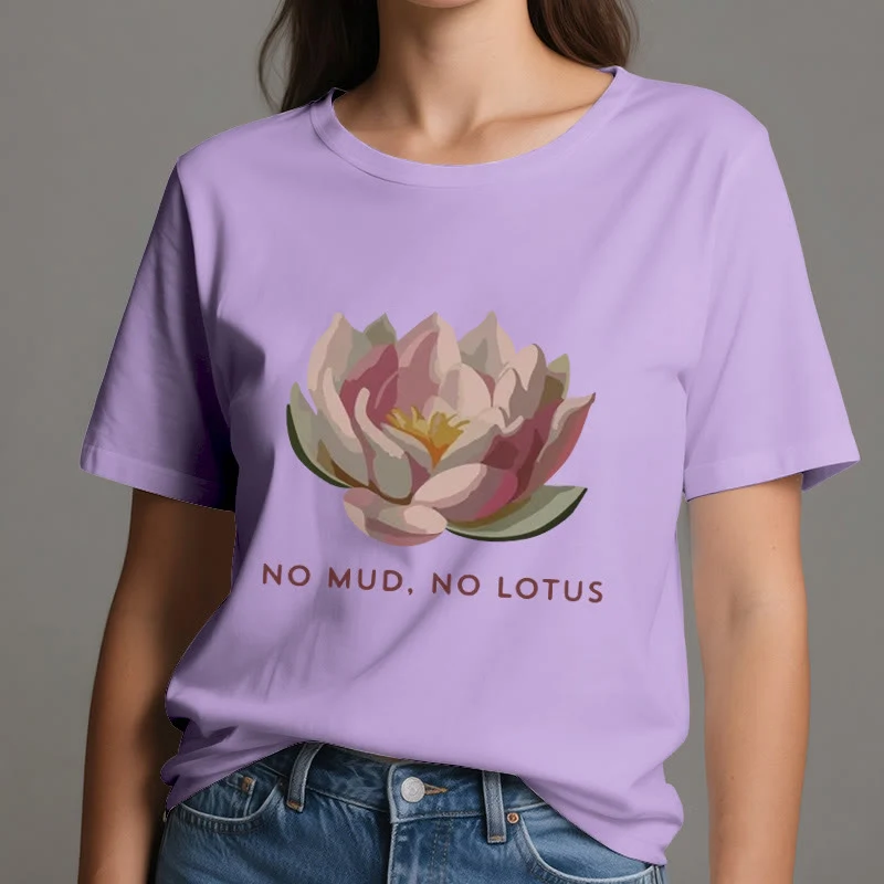 Olivenorma "KEIN SCHLAMM, KEIN LOTUS" Yoga-T-Shirt aus Baumwolle