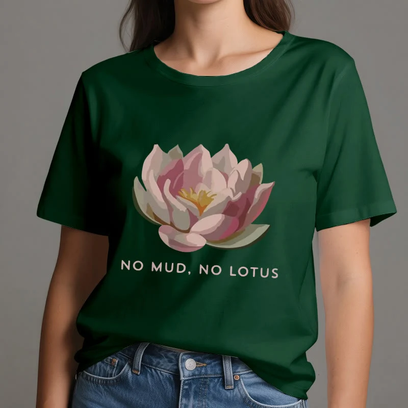 Olivenorma "KEIN SCHLAMM, KEIN LOTUS" Yoga-T-Shirt aus Baumwolle