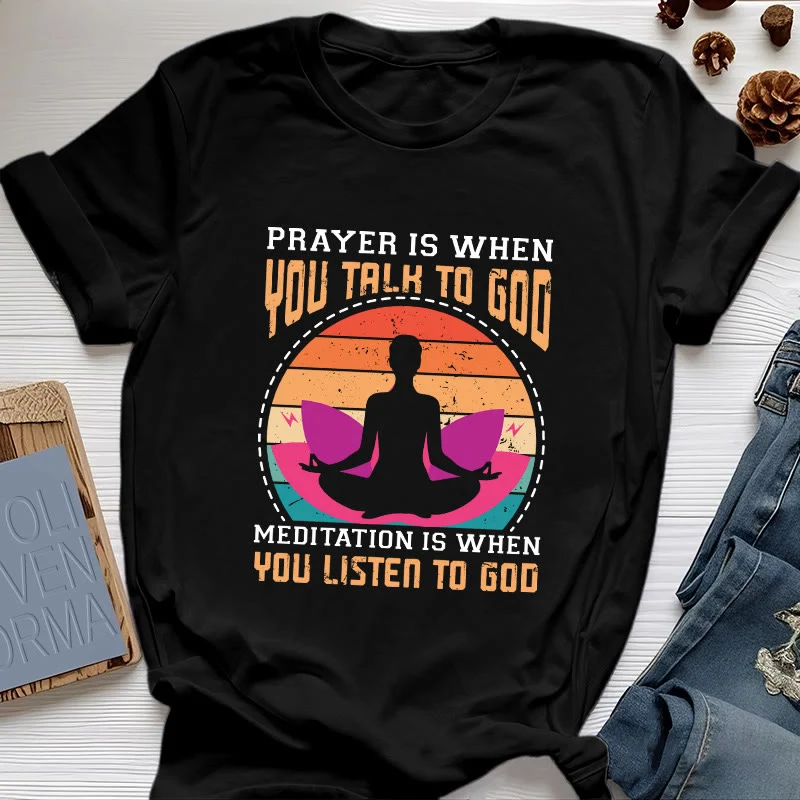 Olivenorma "MEDITATION IST, WENN DU AUF GOTT HÖRST" Spirituelles Yoga T-Shirt