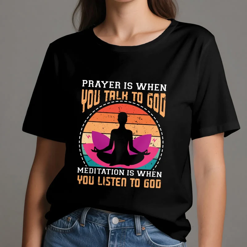 Olivenorma "MEDITATION IST, WENN DU AUF GOTT HÖRST" Spirituelles Yoga T-Shirt