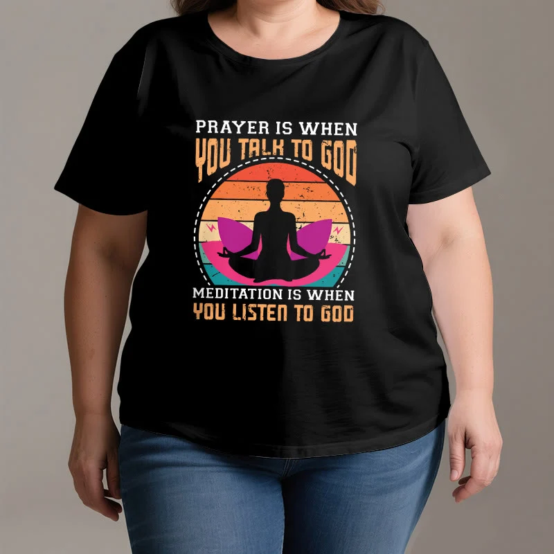 Olivenorma "MEDITATION IST, WENN DU AUF GOTT HÖRST" Spirituelles Yoga T-Shirt