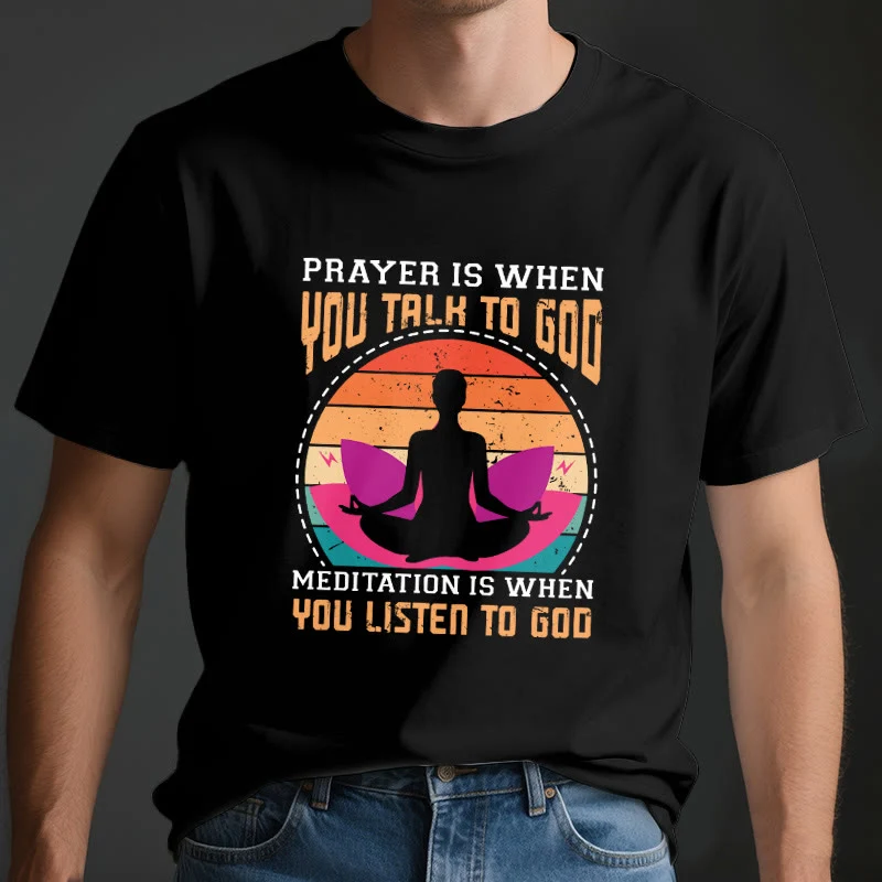 Olivenorma "MEDITATION IST, WENN DU AUF GOTT HÖRST" Spirituelles Yoga T-Shirt