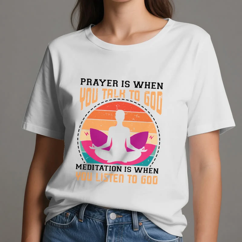Olivenorma "MEDITATION IST, WENN DU AUF GOTT HÖRST" Spirituelles Yoga T-Shirt