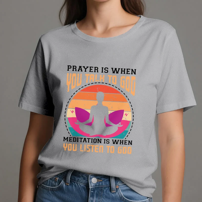 Olivenorma "MEDITATION IST, WENN DU AUF GOTT HÖRST" Spirituelles Yoga T-Shirt