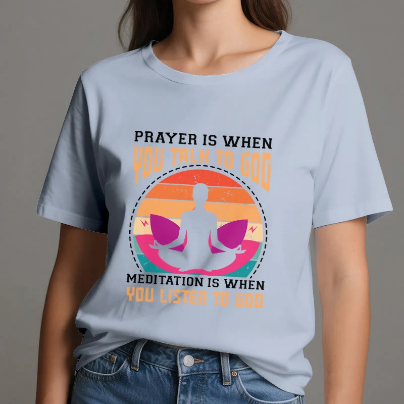 Olivenorma "MEDITATION IST, WENN DU AUF GOTT HÖRST" Spirituelles Yoga T-Shirt