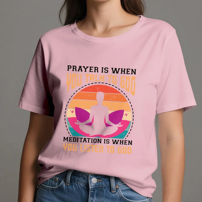 Olivenorma "MEDITATION IST, WENN DU AUF GOTT HÖRST" Spirituelles Yoga T-Shirt