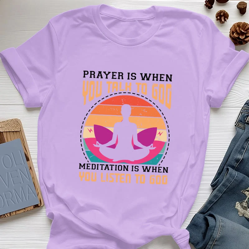 Olivenorma "MEDITATION IST, WENN DU AUF GOTT HÖRST" Spirituelles Yoga T-Shirt