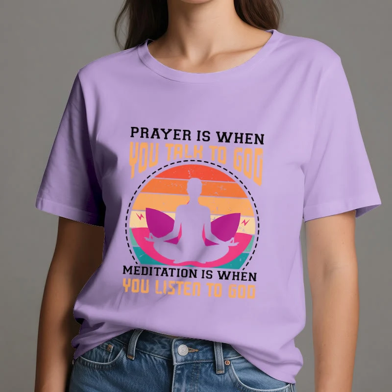 Olivenorma "MEDITATION IST, WENN DU AUF GOTT HÖRST" Spirituelles Yoga T-Shirt