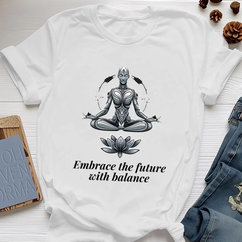 Olivenorma "UMARME DIE ZUKUNFT MIT BALANCE" Lotus Spirituelles T-Shirt