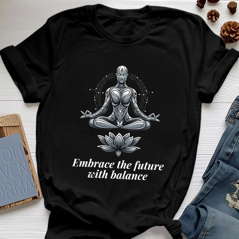 Olivenorma "UMARME DIE ZUKUNFT MIT BALANCE" Lotus Spirituelles T-Shirt