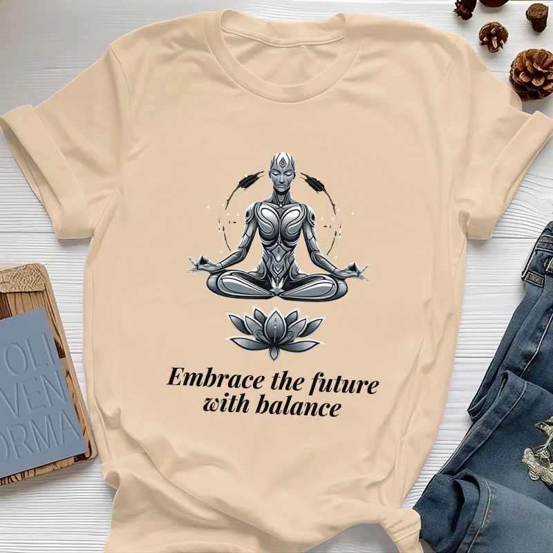 Olivenorma "UMARME DIE ZUKUNFT MIT BALANCE" Lotus Spirituelles T-Shirt